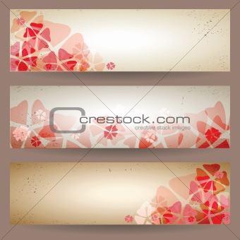 Set of retro floral banners