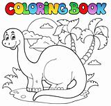 Coloring book dinosaur scene 1