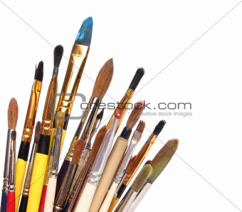 Group of brushes over white