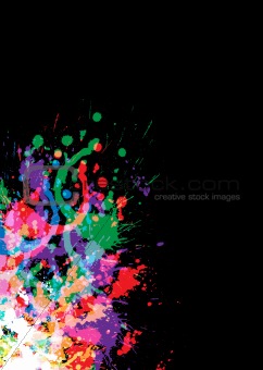 Colourful bright ink splat design