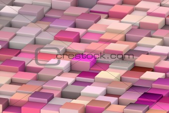 abstract 3d render cubes in different shades of pink