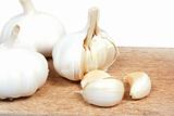 Fresh garlic on the wooden desk