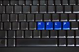 blank computer keyboard with blue keys HELP