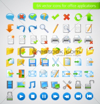 Icons Set for Web Applications, Office icons, Universal icons Set - Vector