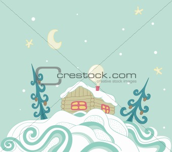 Christmas background with house