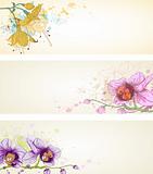 Floral banners with orchids