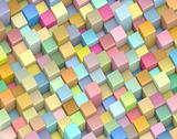 abstract 3d render backdrop cubes in multiple rainbow color
