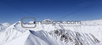 Panorama of winter mountains. Caucasus Mountains, Georgia.