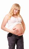 Pregnant woman caressing her belly