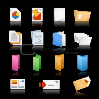 Print & Office Icons / / Black Background