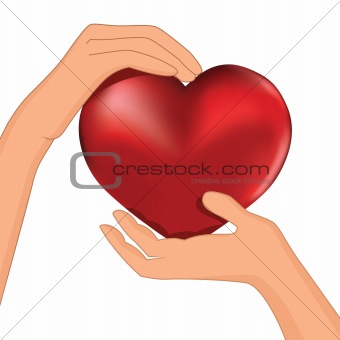 Person hold red heart in hand vector