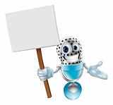 Microphone character with sign