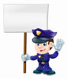 Cute police man with sign illustration