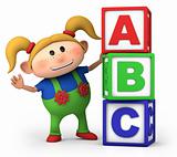 girl with ABC blocks