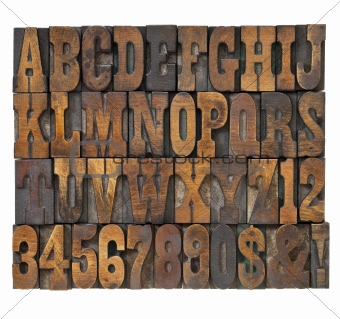 letters and numbers in vintage type