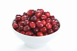 fresh cranberries in a white bowl