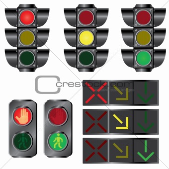 Set of traffic lights.