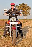 portrait of European Biker in India