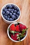 Bowls of blueberries and strawberries