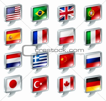 Flag speech bubble icons buttons