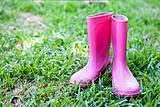 Pink wellington boots