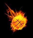Basketball Ball on Fire on black background. Vector illustration