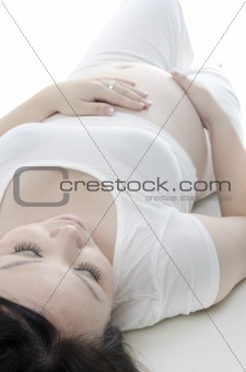 Pregnant lady lying on floor
