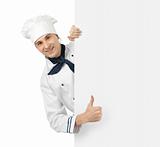 happy chef showing thumb up sign