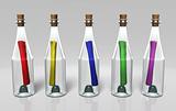 different colored messages in the bottles