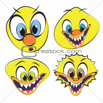 Set of funny and ugly smilies