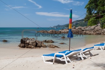 Loungers and Umbrella on the beach