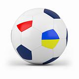 football with polish and ukrainian flag