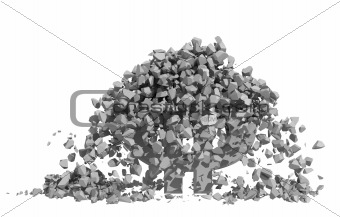 Rendered image of a crumbled dollar sign isolated on white
