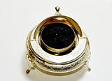 Black caviar in silver bowl