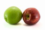 Ripe red apple with green apple