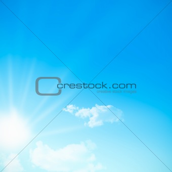 blue sky, sunny day, room for text