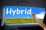 hand drawing hybrid  on the car windows
