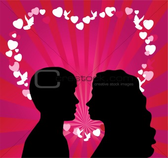 romantic couple and heart
