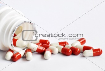 Closeup of medicine capsules
