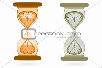 Hourglass with Wall Clocks