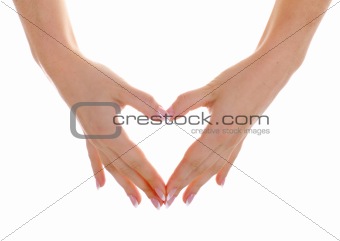 Heart by hands with nice manicure