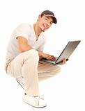 Hansome casual man with laptop