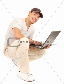 Hansome casual man with laptop