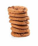 A stack of chocolate cookies
