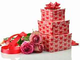 gift boxes and roses