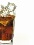 cola with ice cubes 
