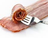 turkey bacon with fork 
