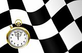 stopwatch and racing flag