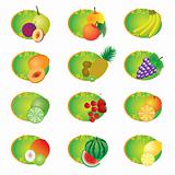 Set of icons with fruits.