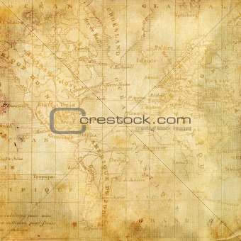 Background with the old map of the Americas